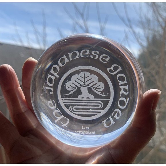 Other - The Japanese Garden Los Angeles paperweight clear etched 3.5” 1.25 Lbs Souvenir